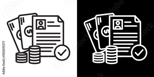 Payroll White Icon Set Design