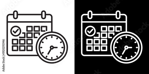 Work Schedule White Icon Set Design