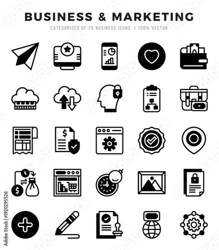 Business & Marketing Lineal Filled icons. Vector Lineal Filled illustration.