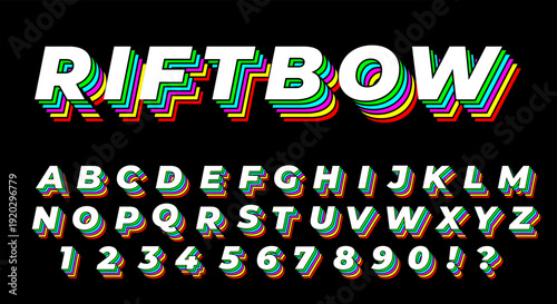 Riftbow Rainbow 3D Font - Retro Layered Colorful Alphabet