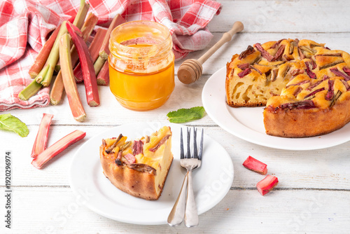 Summer homemade baking, tasty rhubarb pie