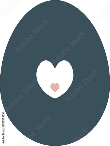 A heart shaped cutout in a dark blue circle