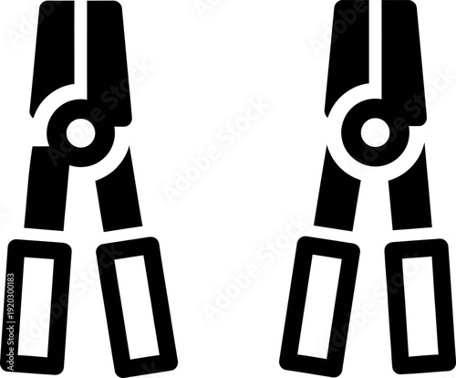 Minimalistic black clothespins on white background for laundry and drying needs