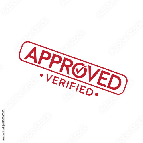 Approval Stamp: A bold red APPROVED stamp, accompanied by VERIFIED, signifies a mark of confirmation and validation. Its design evokes trust and reliability.