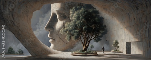 A surreal museum displaying living dreams