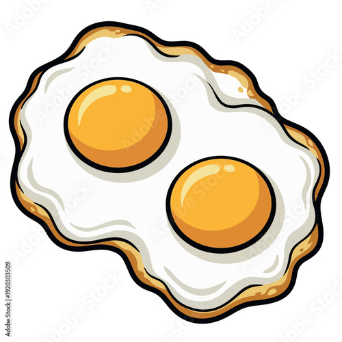 Pair of Sunny Side Up Fried Eggs Cartoon Vector Illustration