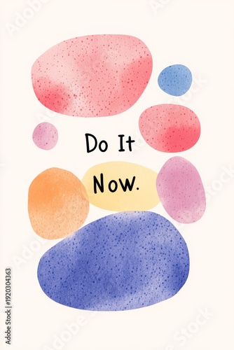 Do It Now Motivational Quote Minimal Desk Decor with Plants