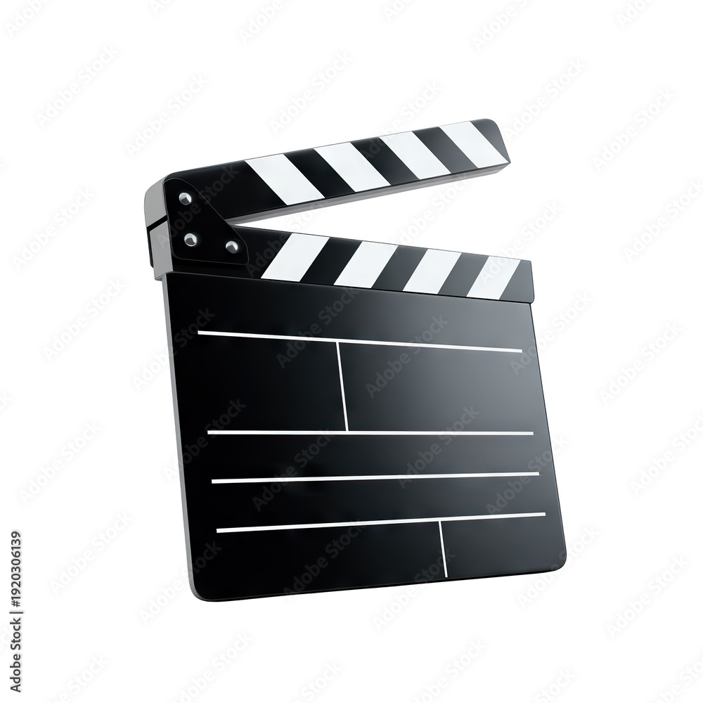 Fototapeta premium Classic movie clapperboard isolated on transparent cutout background