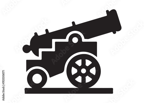 old cannon logo silhouette vector, army silhouette old cannon logo vector illustration, field gun logo vector silhouette, weapon military old cannon history logo vector silhouette on white background