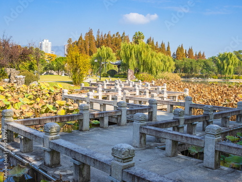Autumn landscape of a Chinese park. China. Wenzhou