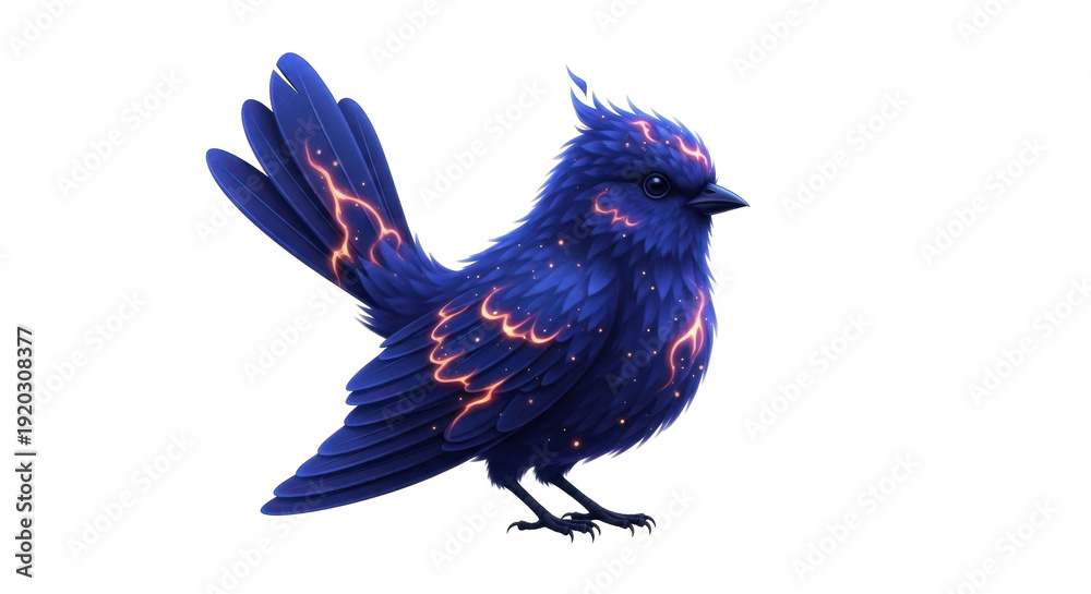 Obraz premium Elegant blue bird with glowing accents