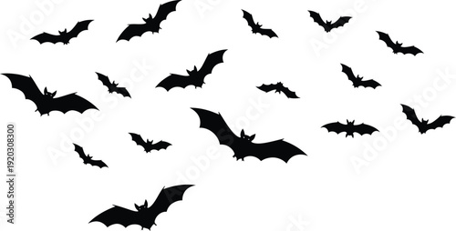 Vector bats flying isolated on transparent background