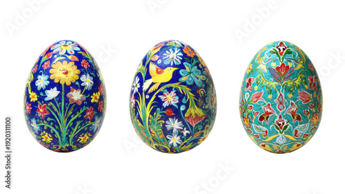 Painted Easter eggs, floral designs