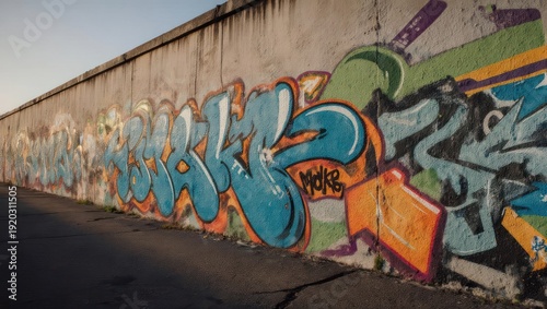 Wallpaper Mural Colorful Graffiti Art on a Concrete Wall in Urban Setting. Torontodigital.ca