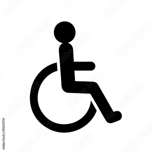 Universal accessibility symbol depicting a person in a wheelchair on a plain white background Vector, illustration