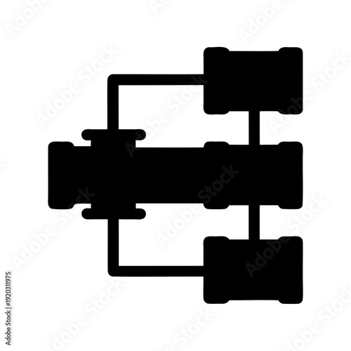 Abstract network diagram illustrating a system of interconnected components and data flow Vector, illustration