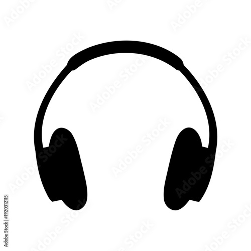 Classic black silhouette of over-ear headphones for immersive audio experience Vector, illustration