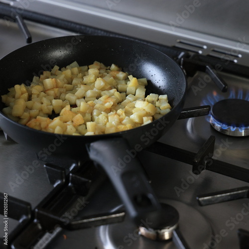 frying pan with potatoes