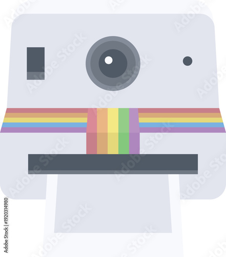 Instant Photo Camera With Rainbow Stripe Illustration