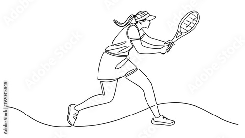 Dynamic woman playing tennis with racket in action