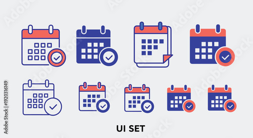 Calendar Icons UI Set Design Elements.