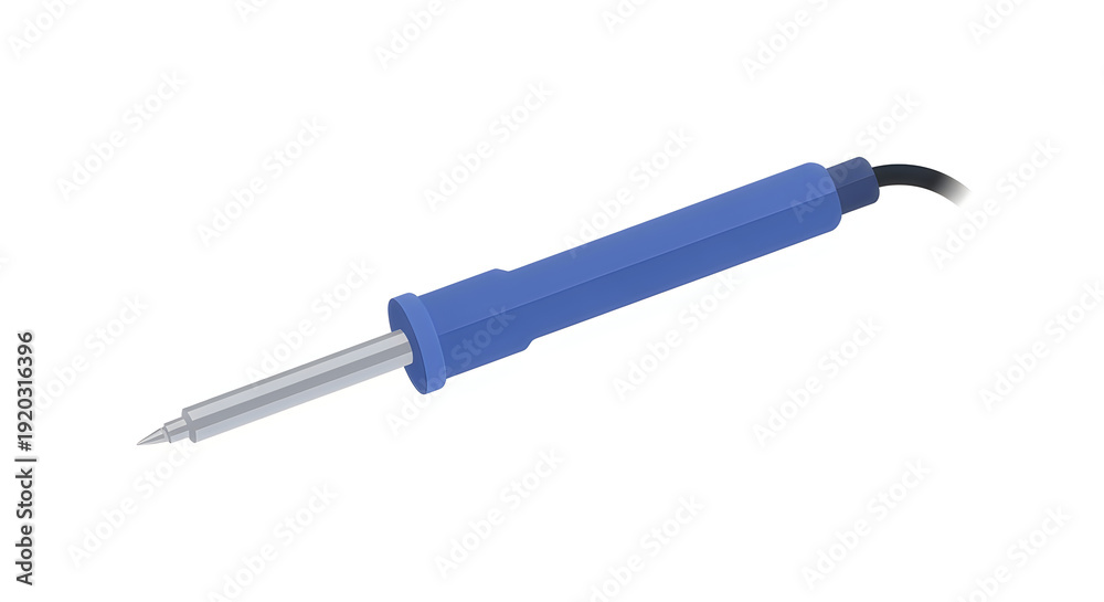 Fototapeta premium Electric Soldering Iron with Blue Handle isolated on transparent background