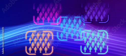 Customer Segmentation Target Audience Groups Neon Digital Marketing Analytics Concept