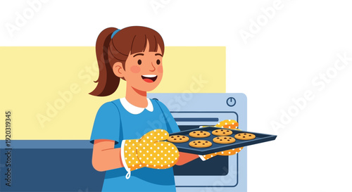 Woman Holding Tray of Freshly Baked Cookies.
