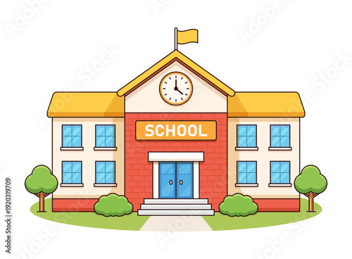 School building icon in cartoon flat style. Education house vector illustration on isolated background. College and institute sign business concept.