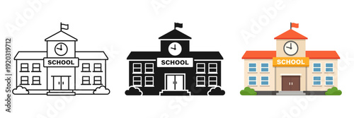 School building icon in cartoon flat style. Education house vector illustration on isolated background. College and institute sign business concept.