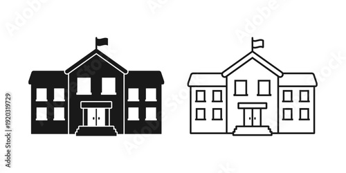 School, bank, college building icon in cartoon flat style. Education house vector illustration on isolated background. College and institute sign business concept.