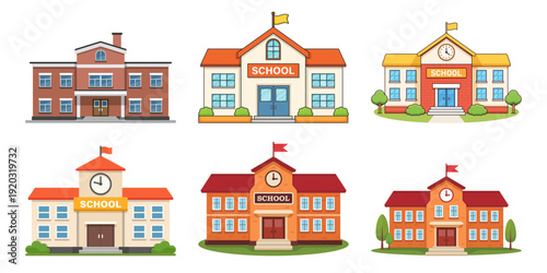 School building icon in cartoon flat style. Education house vector illustration on isolated background. College and institute sign business concept.