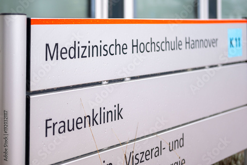 Photos MHH sign Medizinische Hochschule Hannover, academic medical facility, healthcare