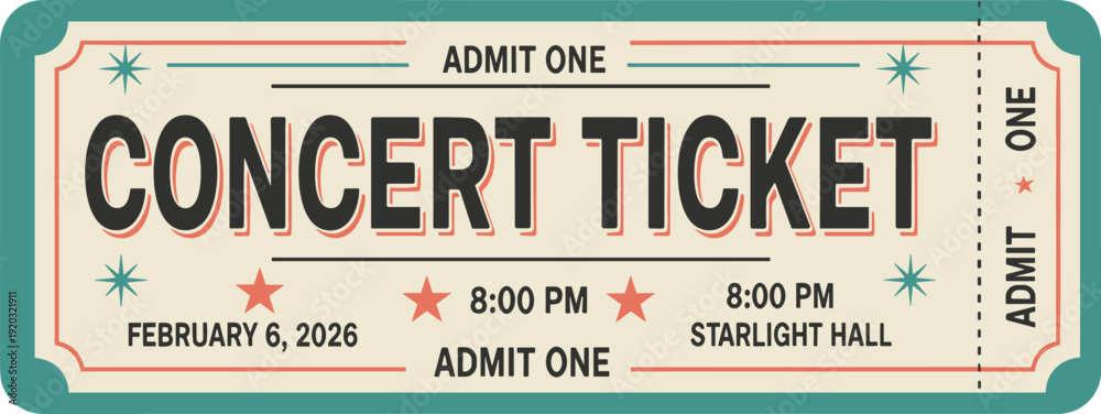 Φωτογραφία retro concert ticket admit one