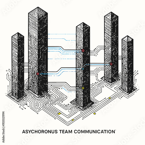Asynchronous Team Communication Architecture and Distributed Collaboration Systems illustration