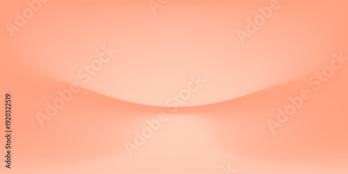 Abstract empty studio room background in a soft peach or pastel orange color. Clean, minimalist space with a gradient for product display