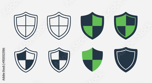 Collection of Various Shield Icons and Logos.