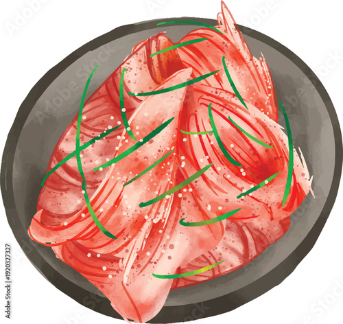 Hand Drawn Kimchi in Bowl Vector Illustration
