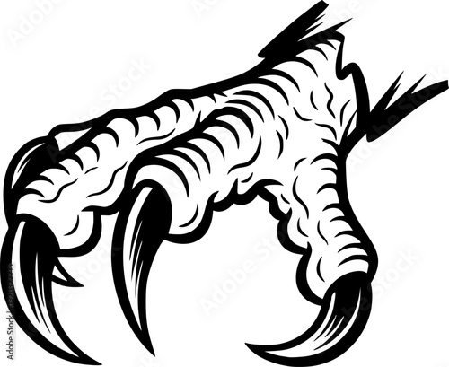 Striking Raptor Claw Illustration: Minimalist Sumi-e Style Graph
