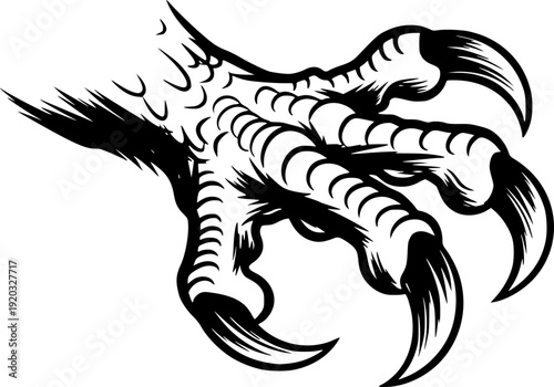 Striking Raptor Claw Illustration: Minimalist Sumi-e Style Graph
