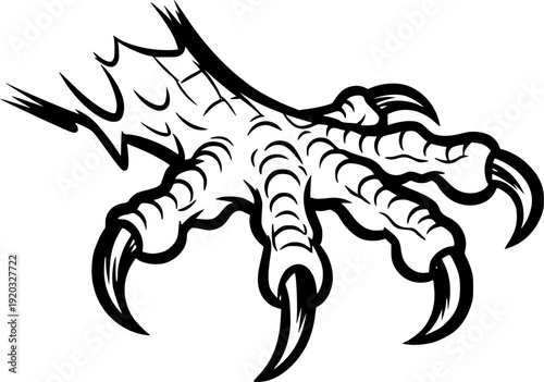 Striking Raptor Claw Illustration: Minimalist Sumi-e Style Graph

