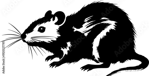 Minimalist sumi-e style illustration of a rodent with bold brush
