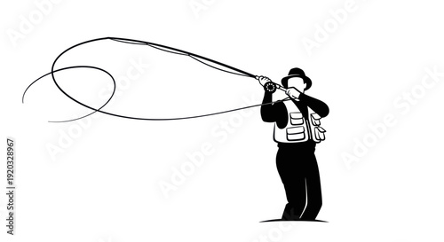 Fly Fishing Man Casting Line