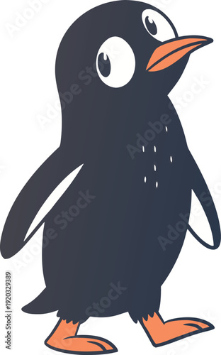 Adorable cartoon penguin character illustration with a friendly expression and simple line art.