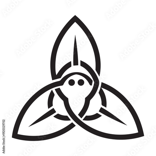 Minimalist Celtic trinity knot with leaf elements vector icon