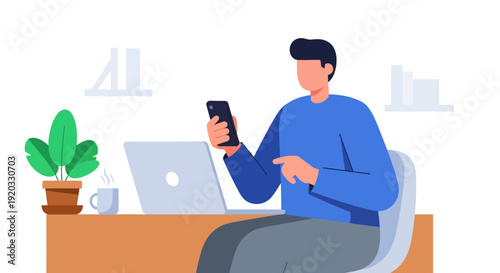 Dedicated freelancer efficiently managing digital tasks and client communication from a modern home office workspace