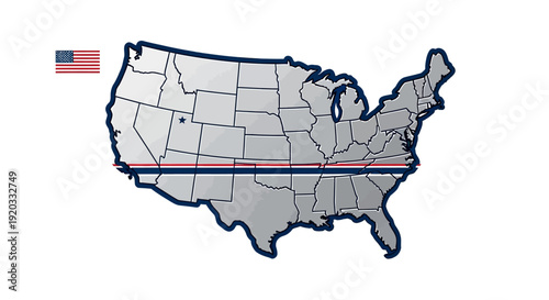 Map of the United States with a highlighted region across the southern states