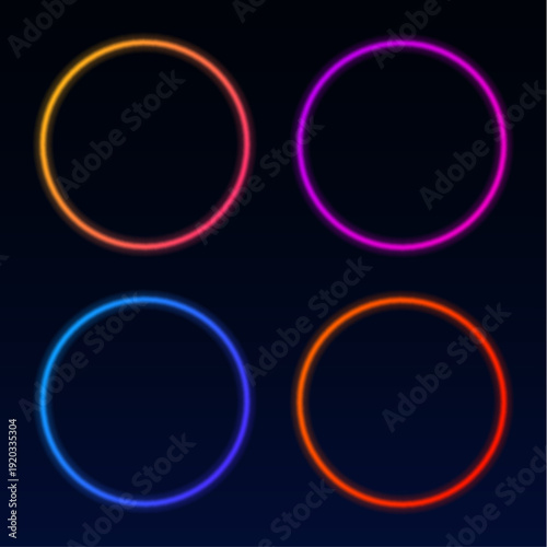 Neon liquid circle radiates vibrant green and blue hues. Reflective blot drops shimmer along the smooth rounded surface. The vector design conveys futuristic energy and fluid motion.