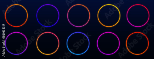 Luminous abstract circle pulses with fluid neon energy. Reflective blot drops accentuate the smooth surface. The illustration embodies modern motion and digital aesthetics.