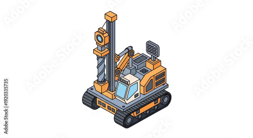 Isometric Illustration of Heavy Machinery Equipment.